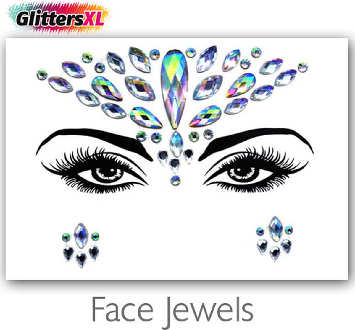 GlittersXL - Festival Diamant Face Jewels (Blauw) [Dots Strass Steentjes met zelfklevend Plaklaag - Sticker Diamantjes voor Lichaam en Gezicht - Festival tattoo set outfit diamand glitter - Juwelen Face Glitterstiften tattoos kinderen]